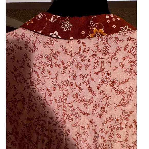 ZARA WOMAN M Maxi Long Sleeve Floral Patchwork Colorblock Shirt Kimono Dress - Picture 11 of 12